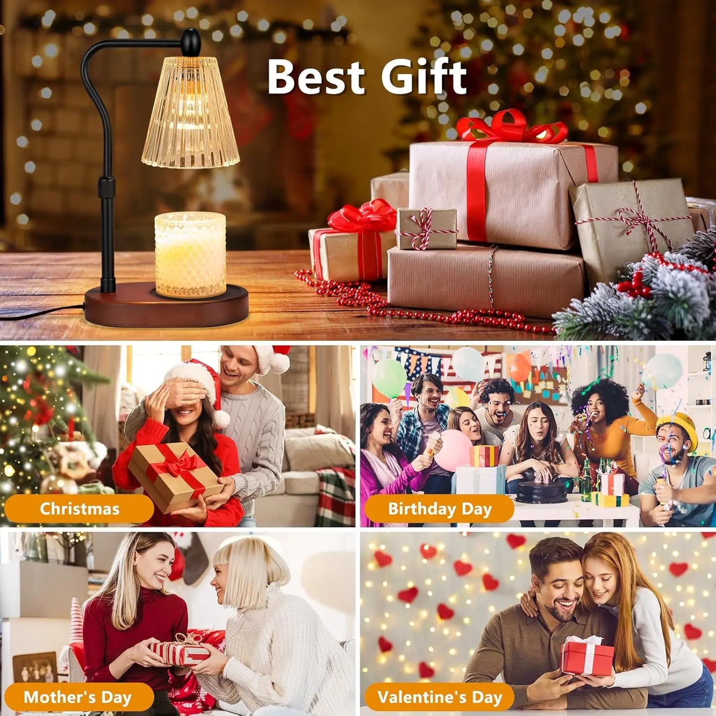 Candle Warmer Lamp - Dimmable, Timer,  No Flame